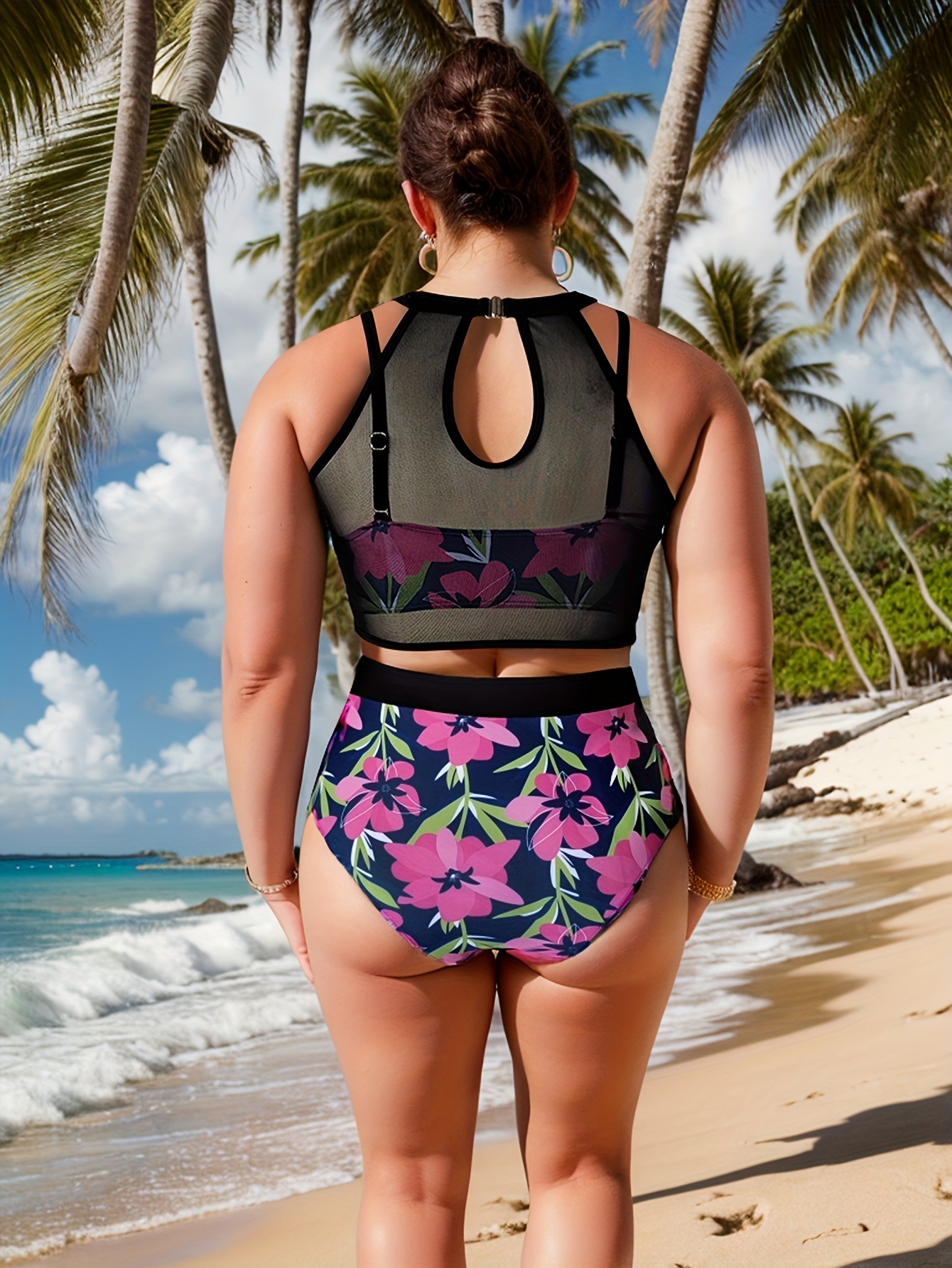  Septangle Plus Size Swimsuits Top For Women Full Coverage  Swimwear High Neck Tankini Tops Big Girl Swim Top Keyhole Halter Bathing  Suits Modest Bikini Swim Suit