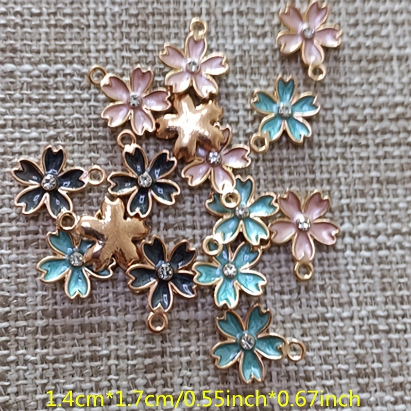 20Pcs Mix Colors Enamel Charms Flower Pendants Vintage Alloy Flower Charms  For Jewelry Making DIY Handmade Necklace Earrings Craft Supplies