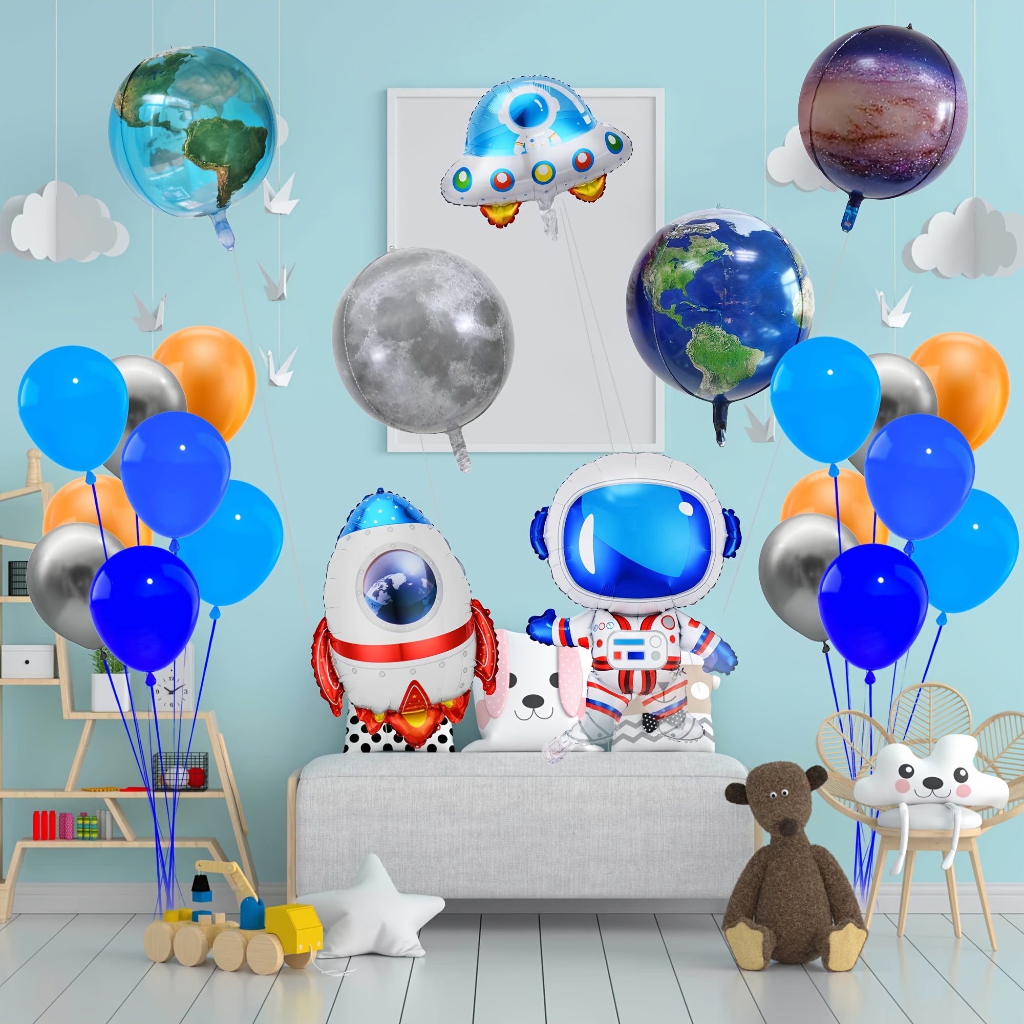 8 Pièces Ballons Spatiaux de Galaxie Grands Ballons de Dessin Animé de  l'Espace Fusée Gonflable Astronaute Vaisseau Spatial Planète Ballons de