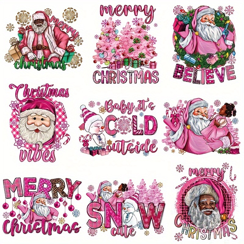 Christmas Iron on Patches Christmas Iron on Transfers Decals,3 Sheets Cute  Cartoon Xmas Grinch Design Heat Transfer Vinyl Sticker for Christmas New