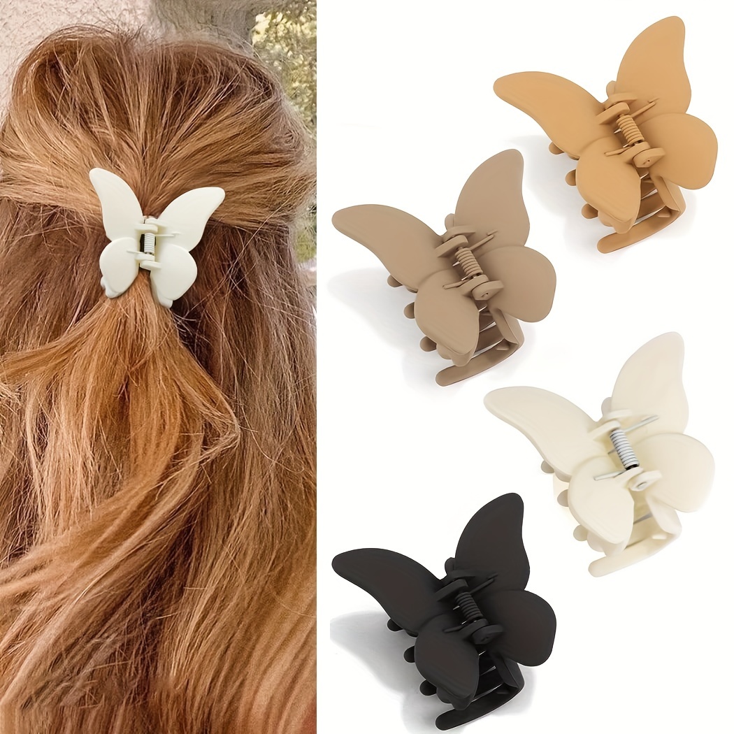 1pc Butterfly Design Hair Claw Minimalist Solid Banana Clip Elegant Headwear Non Slip Hair Styling Accessory