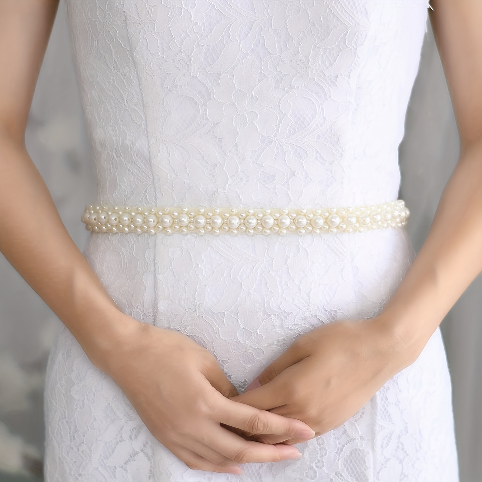 Women's Imitation Pearl Belt Elegant Wedding Dress Girdle - Temu