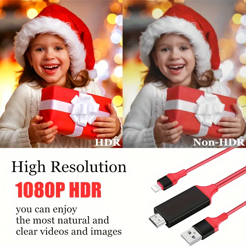 Adaptateur de câble Lightning vers Hdmi compatible avec iPhone, adaptateur  audio vidéo d'écran de synchronisation numérique 1080p avec connecteur de  port de charge vers projecteur HD TV Mo