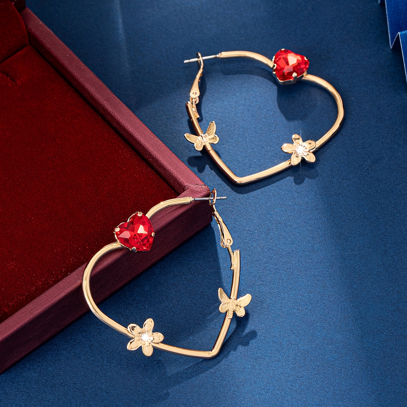 TEMU 2-delige set luxe glinsterende bloem vlinder en hartvormige edelsteen ingelegde stukken, ideaal voor dames Valentijnsdag cadeaus en dagelijks