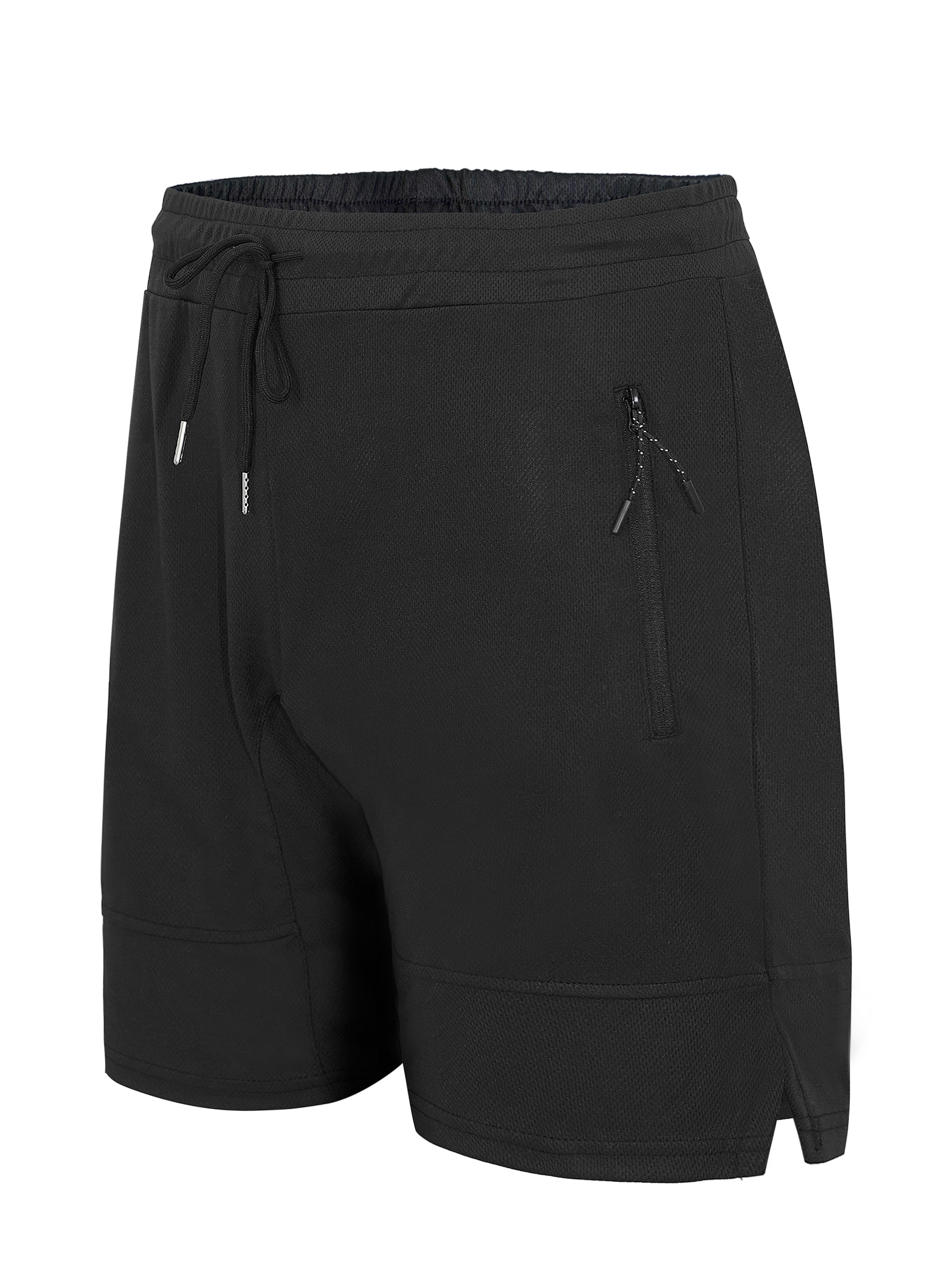 Men's Casual Zipper Pockets Active Shorts, Medium Stretch Waist Drawstring  Sports Shorts For Summer Gym Workout Training