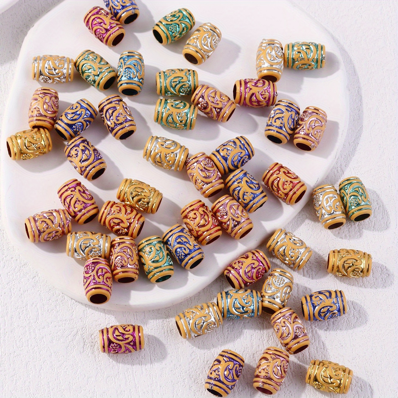 Braid Decor Hair Ring Hair Beads, 50pcs