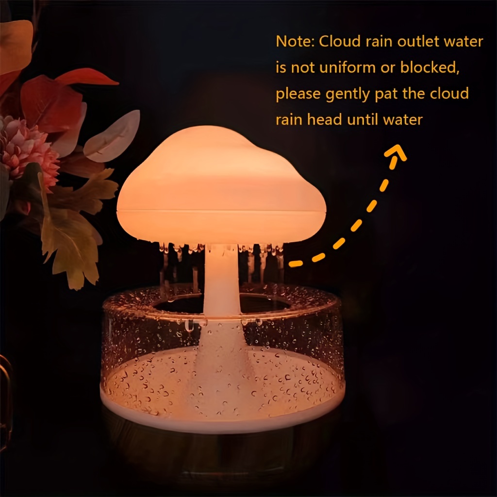 Colorful Rain Cloud Humidifier Mushroom Lamp Raindrop Sound - Temu