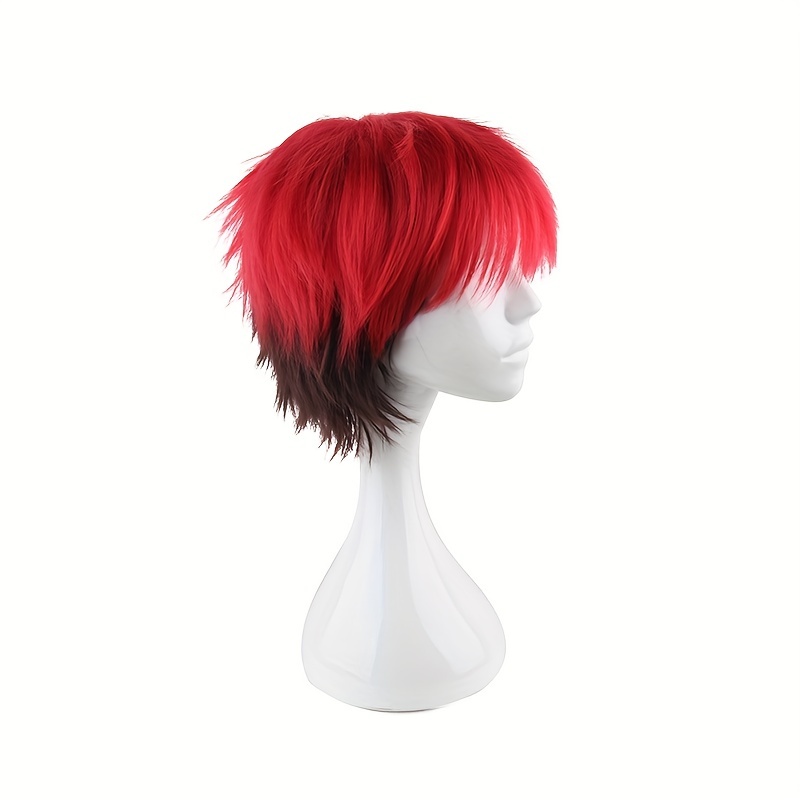 Long Fluffy Anime Pixie Haircut (Black to Red)