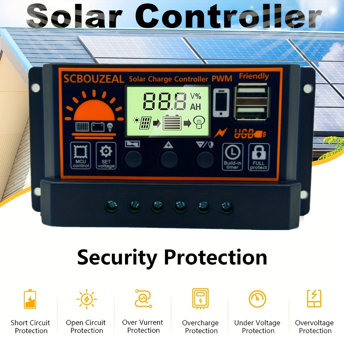 1 Pack 30a Controlador Panel Solar 12v/24v Pwm Ajustable - Temu Chile