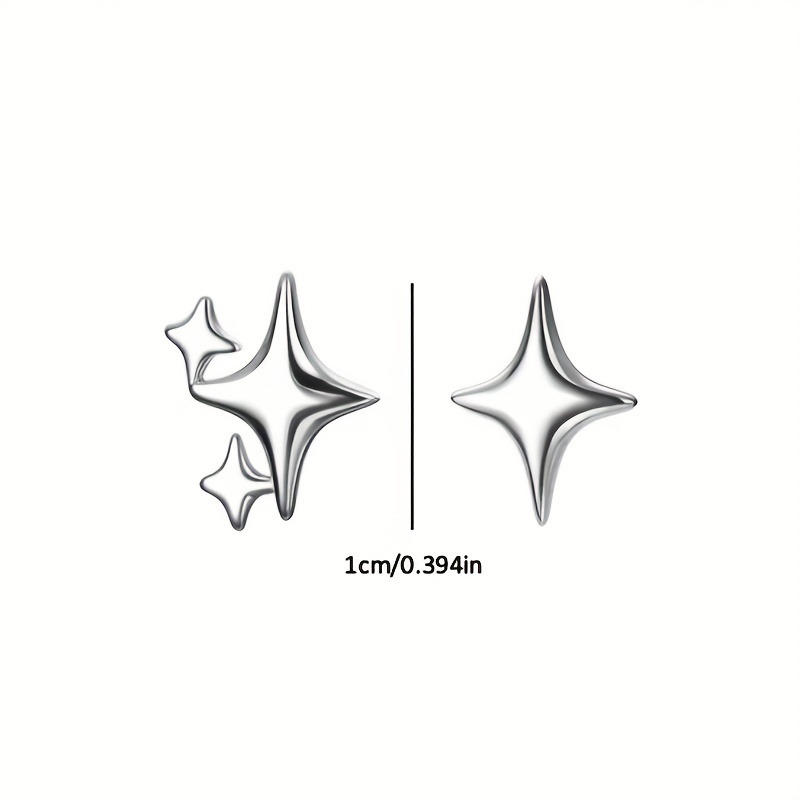 Men's Four Pointed Star Stud Earrings