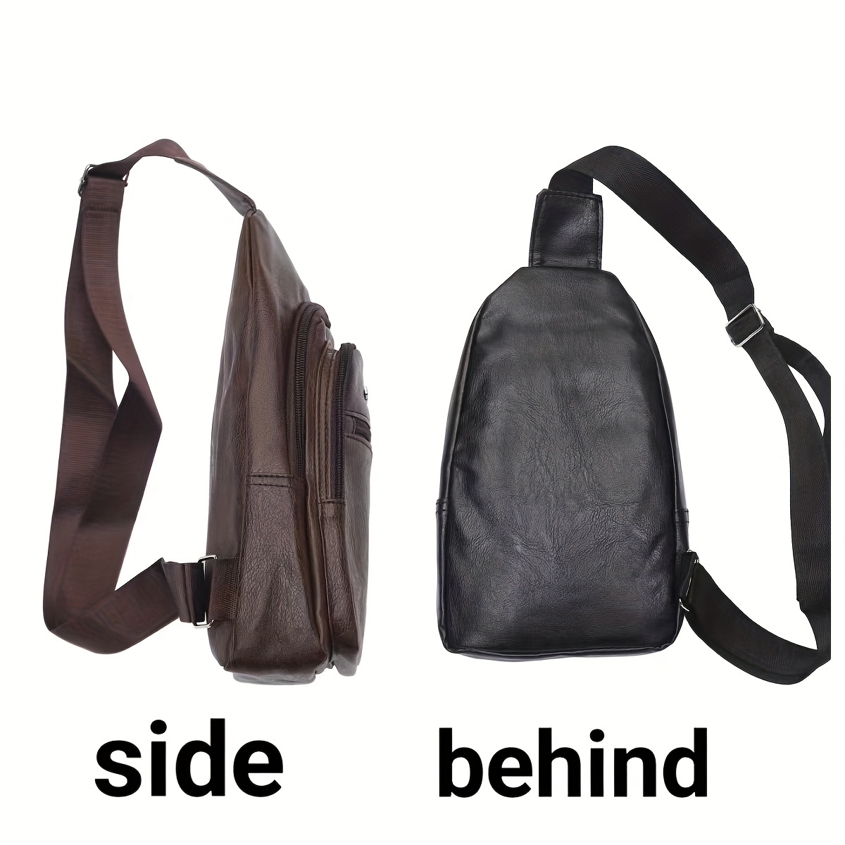 Men's Leather Crossbody Bag Chest Bag Large Capacity Satchel