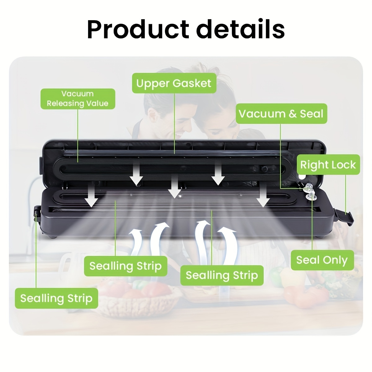 Vacuum Sealer Machine For Food Preservation - Automatic Air Sealing System  For Dry And Wet Food Storage With Compact Design, 10pcs Starter Kit Seal  Bags (black)