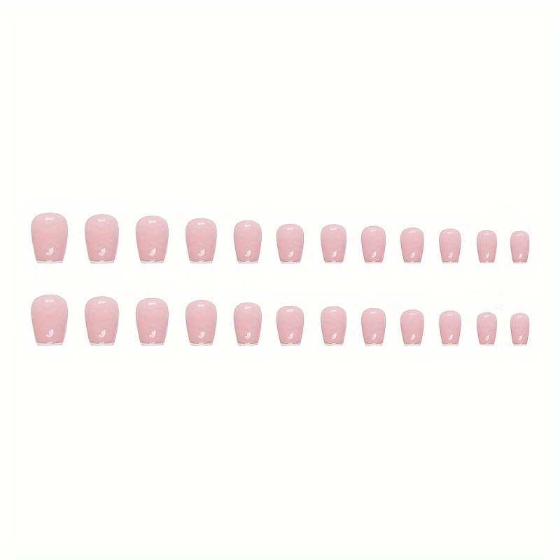 24pcs nude press on nails white french tip fake nails ballerina short false nail tips contracted stick on nails glossy glue on nails artificial finger manicure for women and girls 1sheet jelly glue and 1pc nail file included details 4