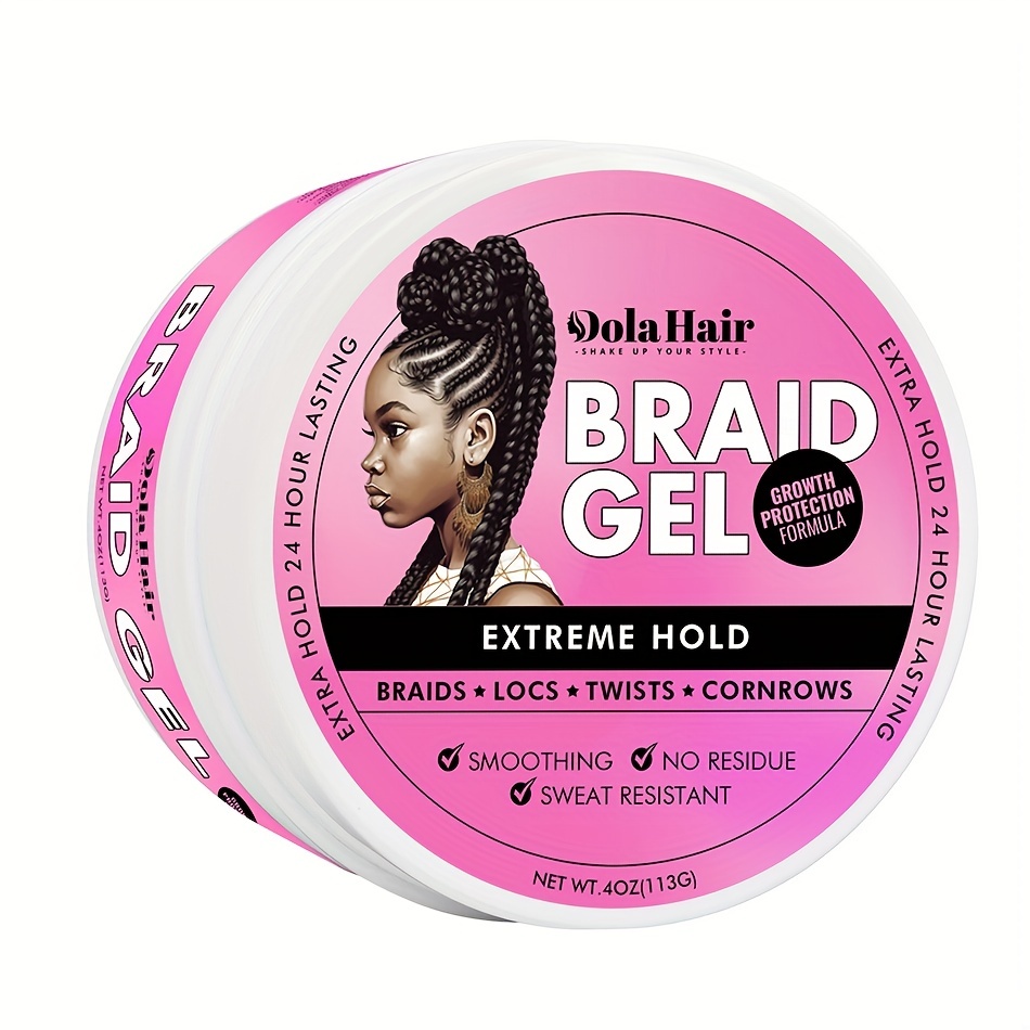Strong Hold Braid Gel Tames Frizz Smoothing Gel Good for Twist, Locs,  Braids, Edge, Cornrows Hair Braiding Tools Magnetic Pin Wristband Hair  Comb, No
