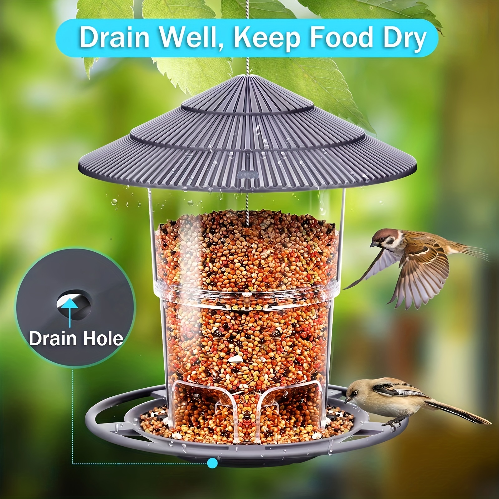 Hanging Squirrel Proof Bird Feeder for Garden Backyard