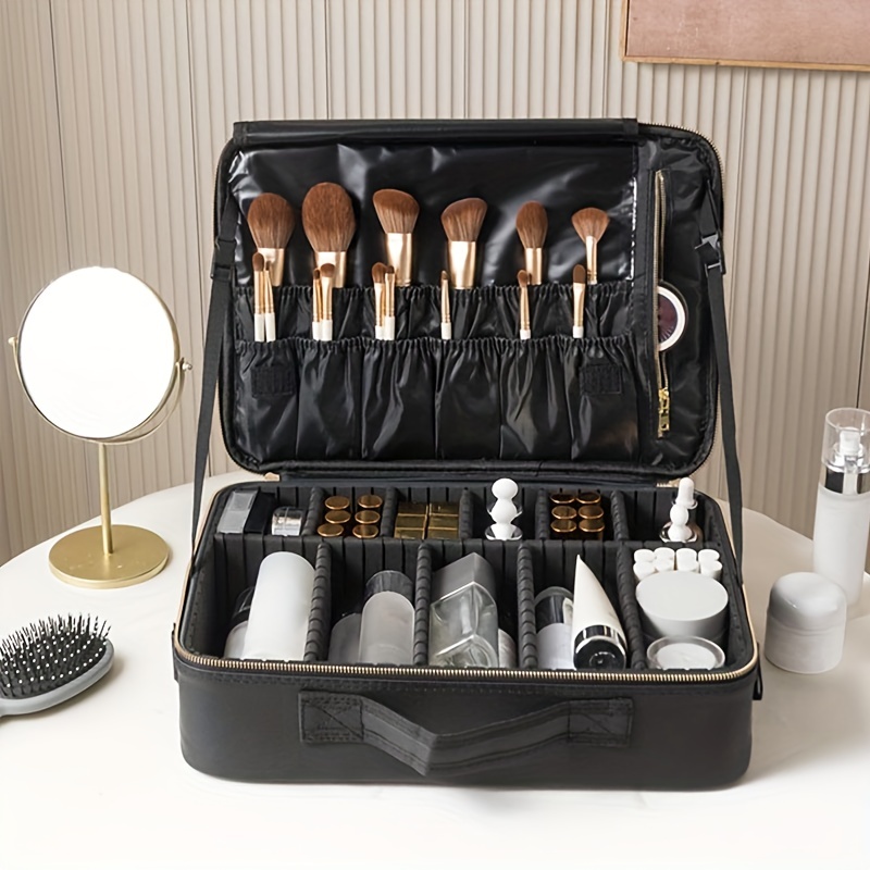 Travel Makeup Train Case Professional Cosmetic Bag Organizer - Temu Canada