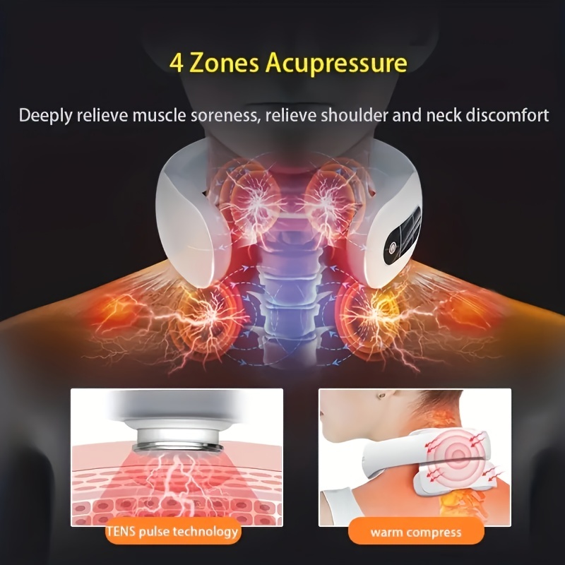 Intelligent Electric Neck Massager With Vibration, Heat And Voice Massage  Function, Relieve Muscle And Spine