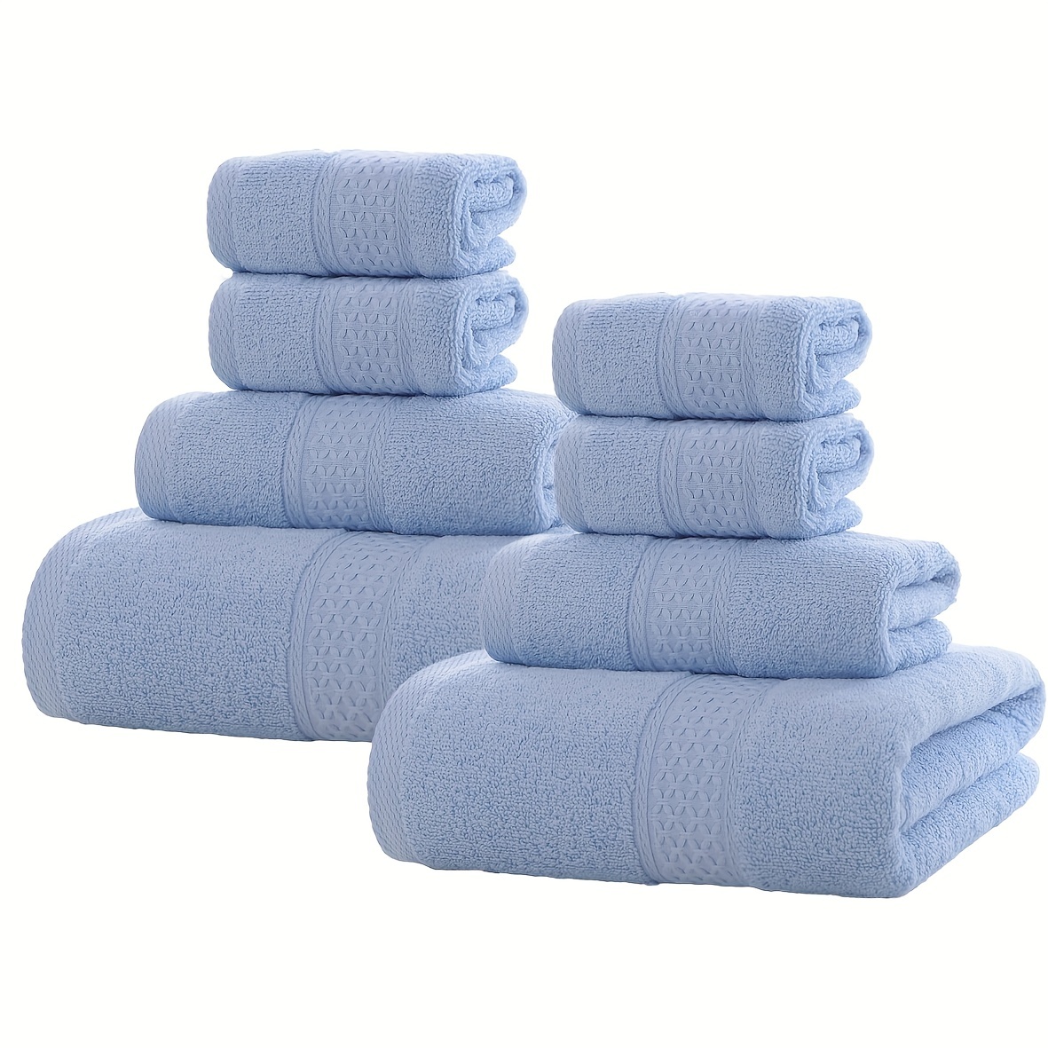 Juego de toallas de baño de 8 piezas, color blanco, 2 toallas de baño  grandes de gran tamaño, 2 toallas de mano y 4 toallas faciales, juego de  toallas