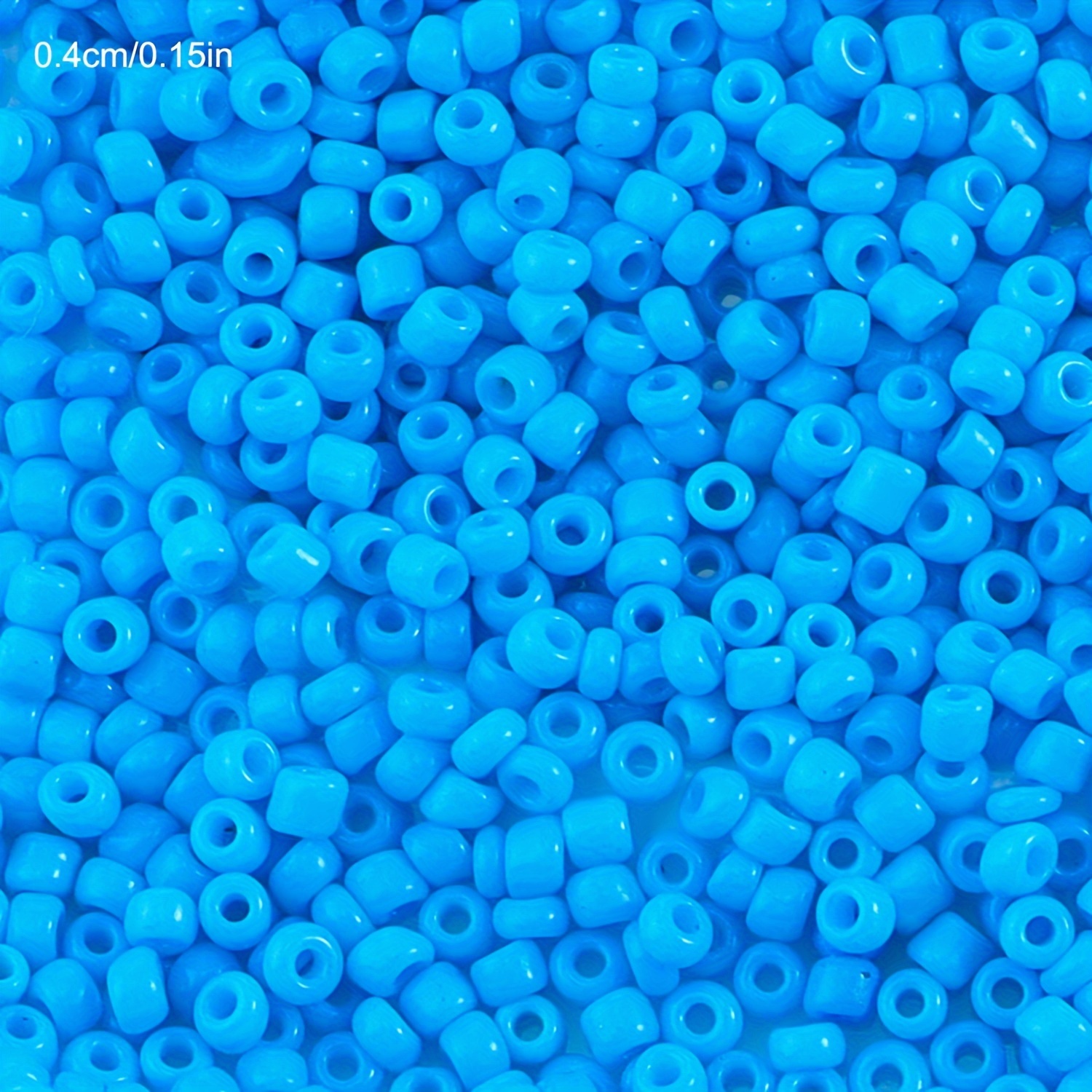 20g 4mm Powder Blue Seed Beads, Shiny Light Blue Seed Beads