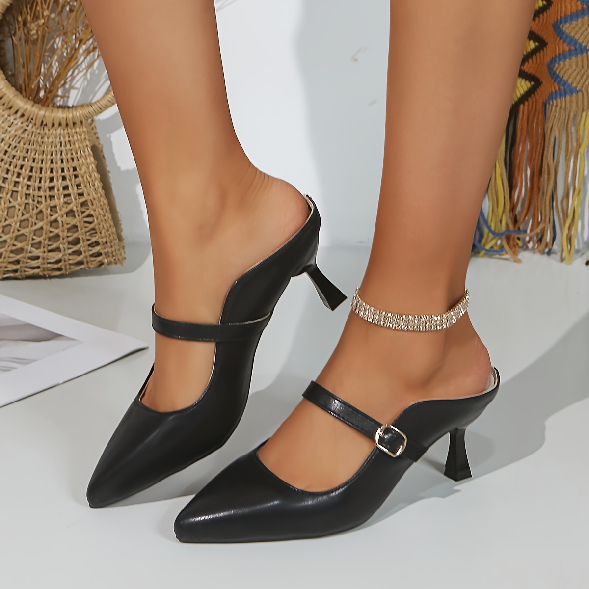Women's Elastic Crisscross Strap Sandals Pointed Peep Toe - Temu
