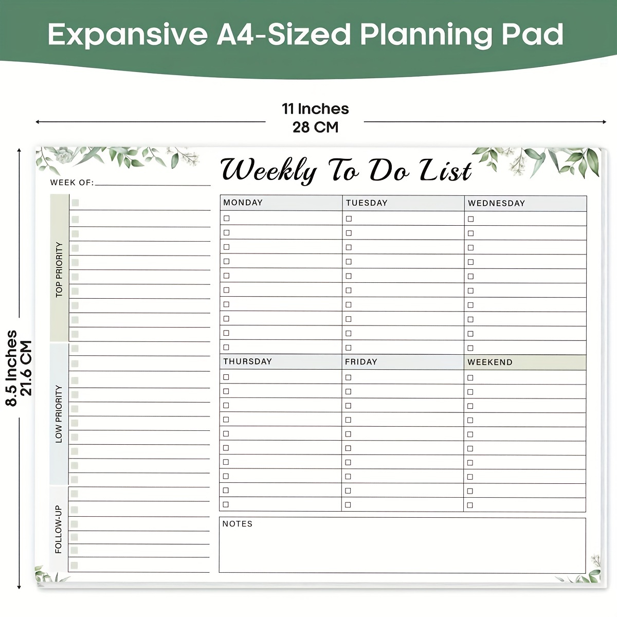 To-Do List Daily Planner Notepad, 8.5x11