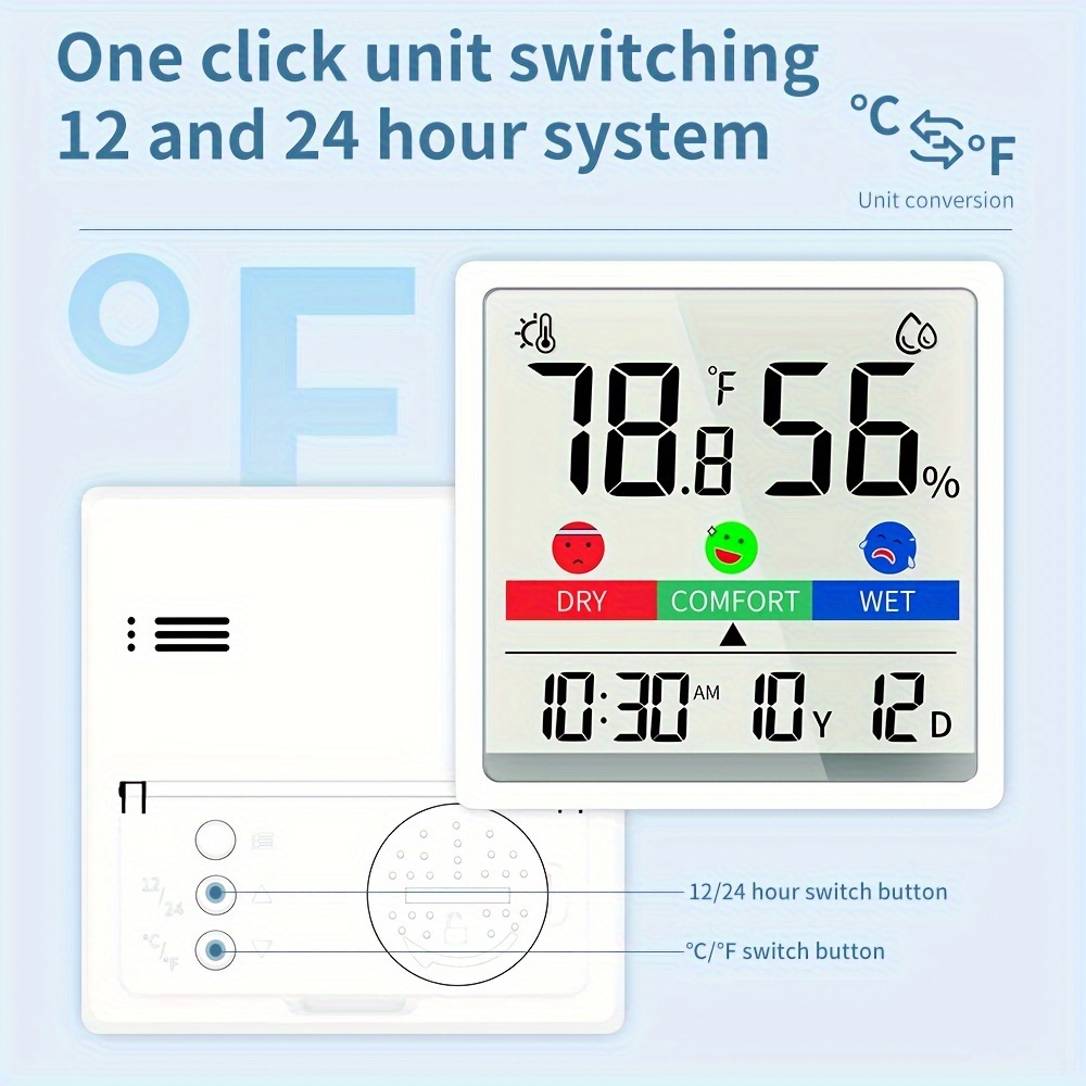 1pc Higrómetro Preciso Gran Pantalla LCD Probador De Humedad - Temu Chile