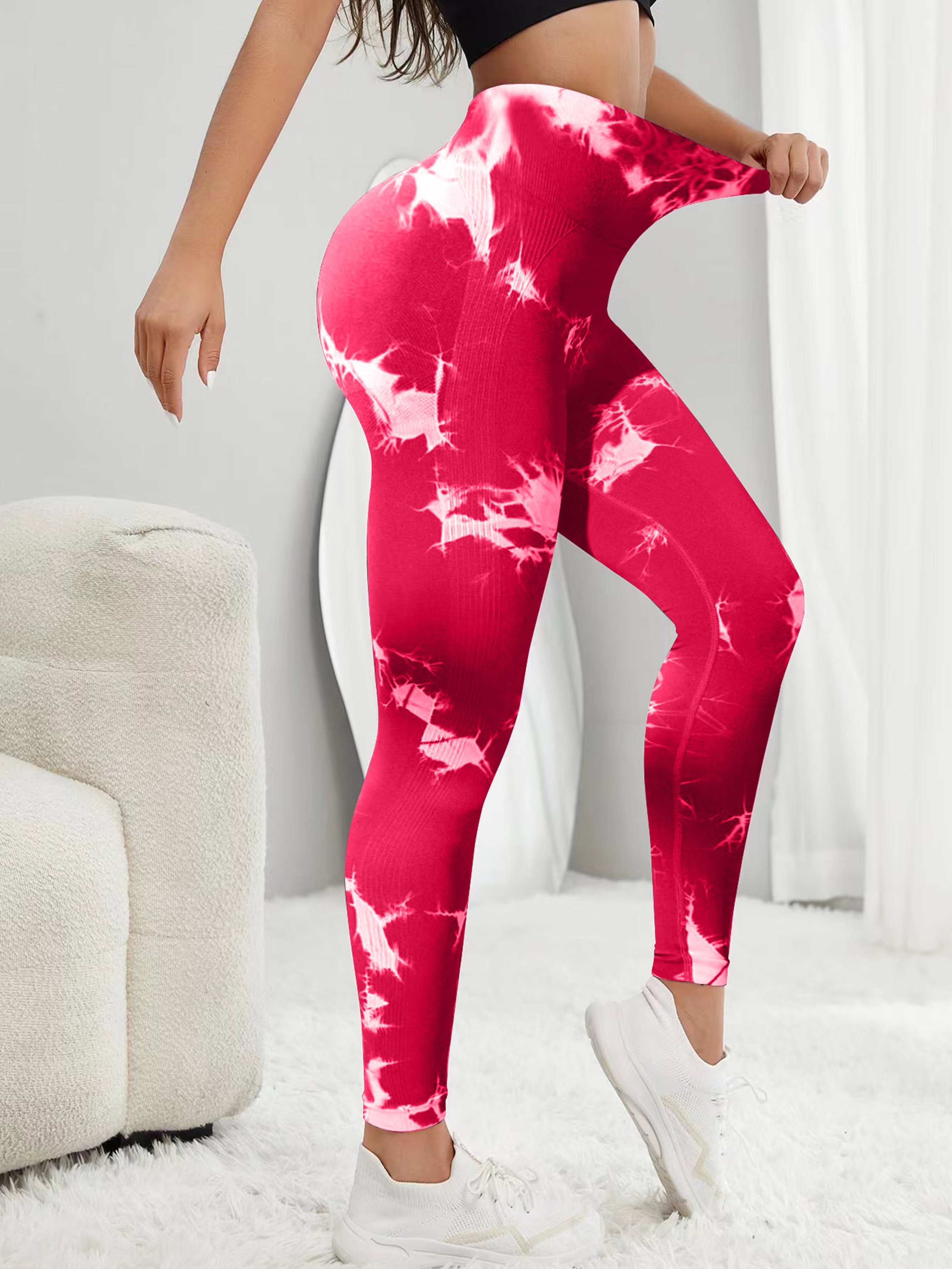  Tie Dye High Waisted Yoga Pants for Women Fashion Tummy Control  Gradient Leggings Womens Sexy Skinny Ankle Length Pants Pink : Sports &  Outdoors
