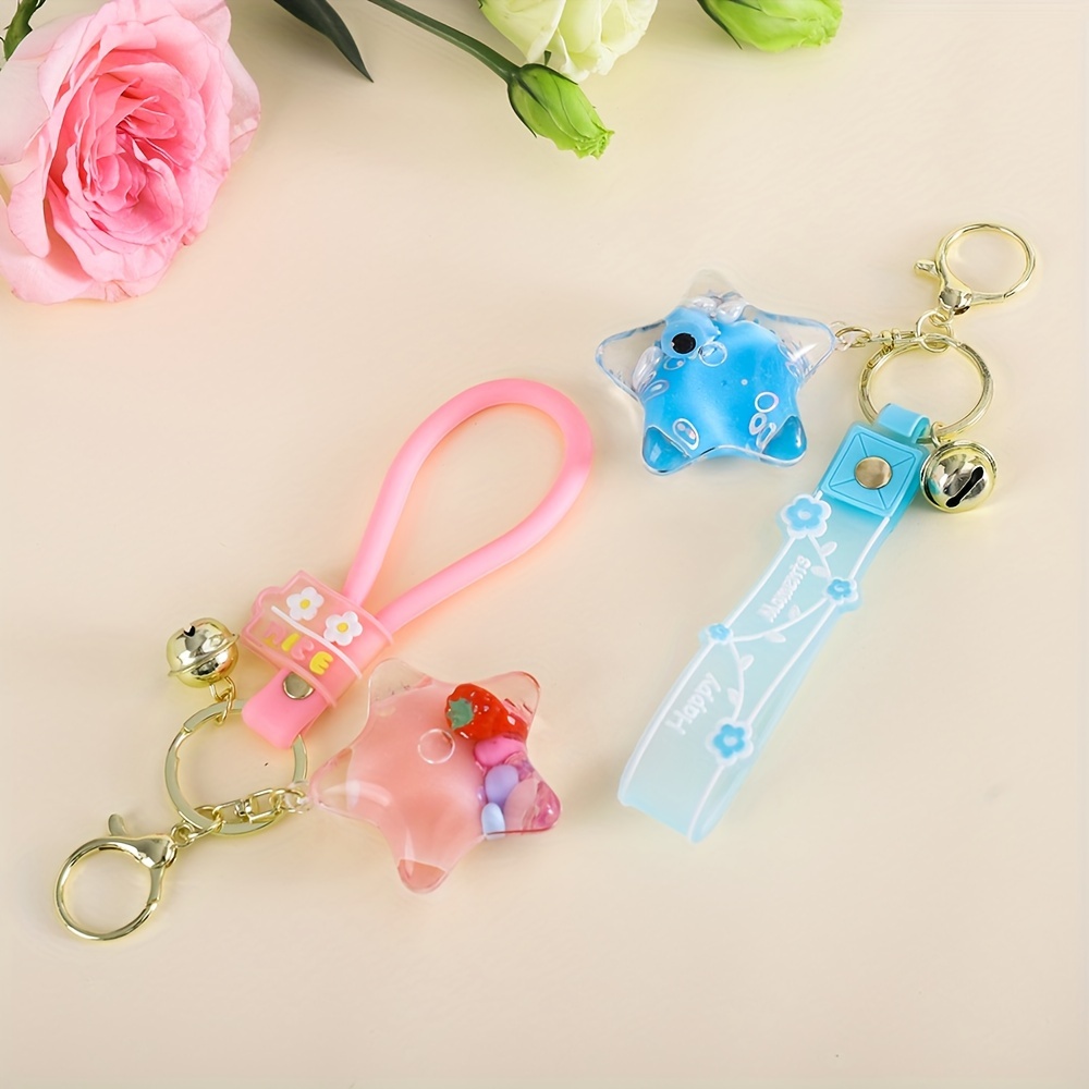 Kawaii Flower Quicksand Bottle Keychain Small Fresh Wishing Bottle Keyrings  For Girls Fashion Backpack Accessories Diy Gifts - Key Chains - AliExpress