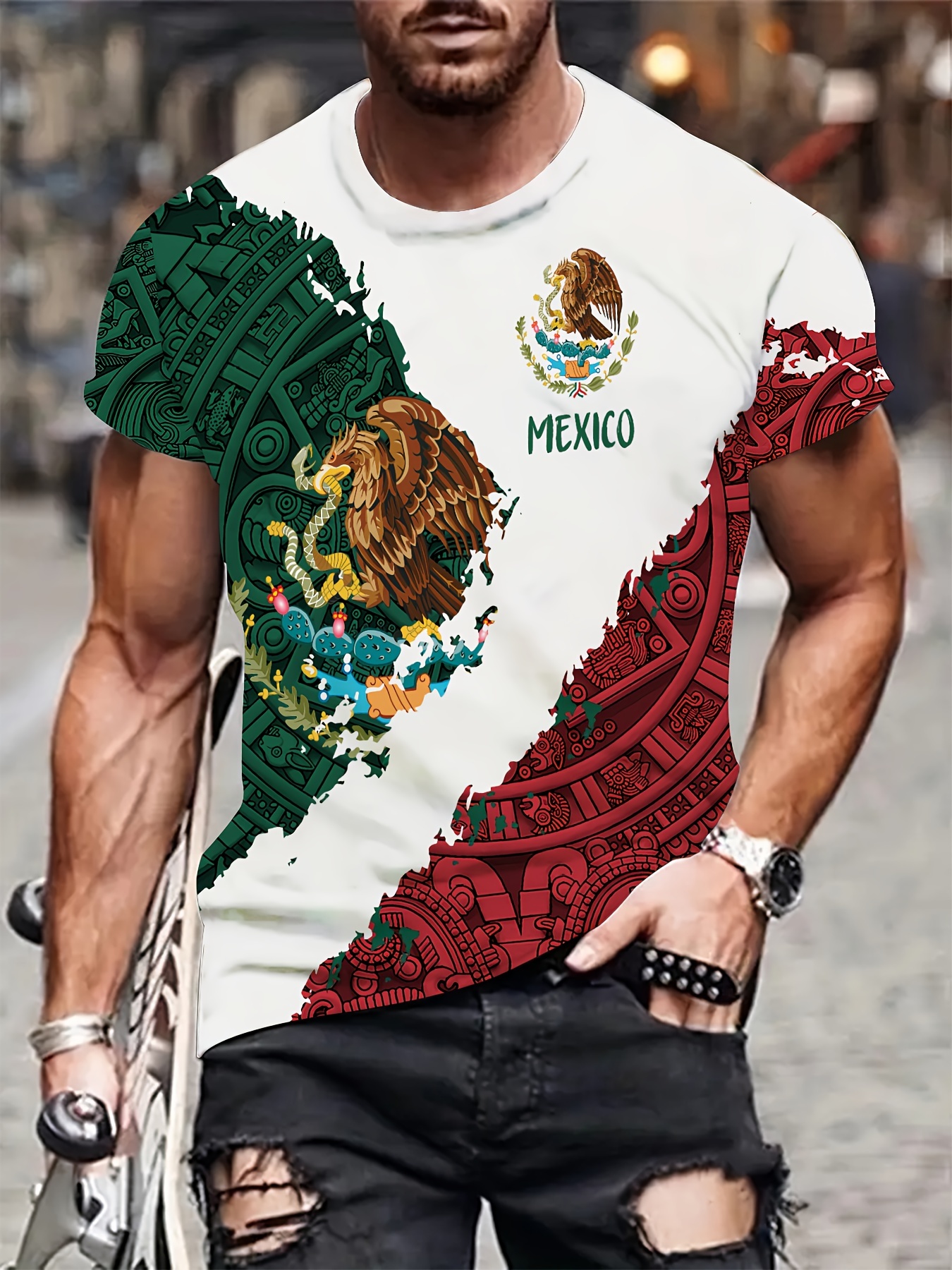 Camiseta Para Hombre, Cuello Redondo, Manga Corta, Con Bloque De Color