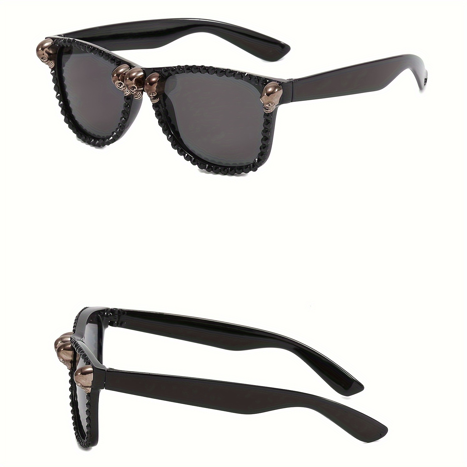 1pc Unisex Rimless Diamond Detail Sunglasses, Punk Style Sports Shades