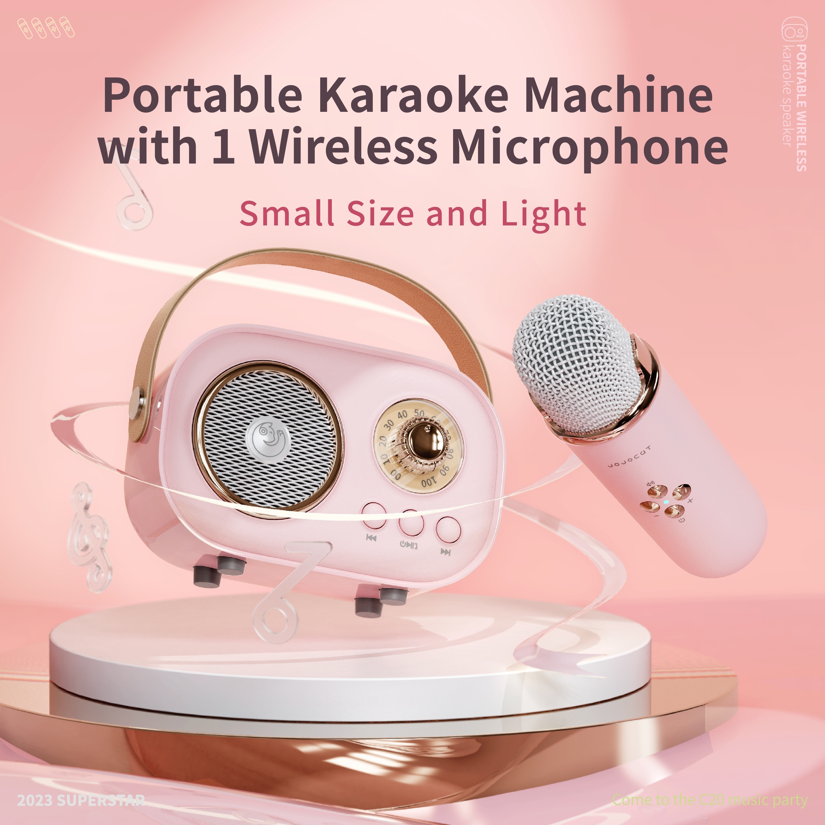 Machine De Karaoké Kinglucky Q22-2Mic, Équipée De Deux Microphones Sans Fil,  Haut-parleurs Portables Avec