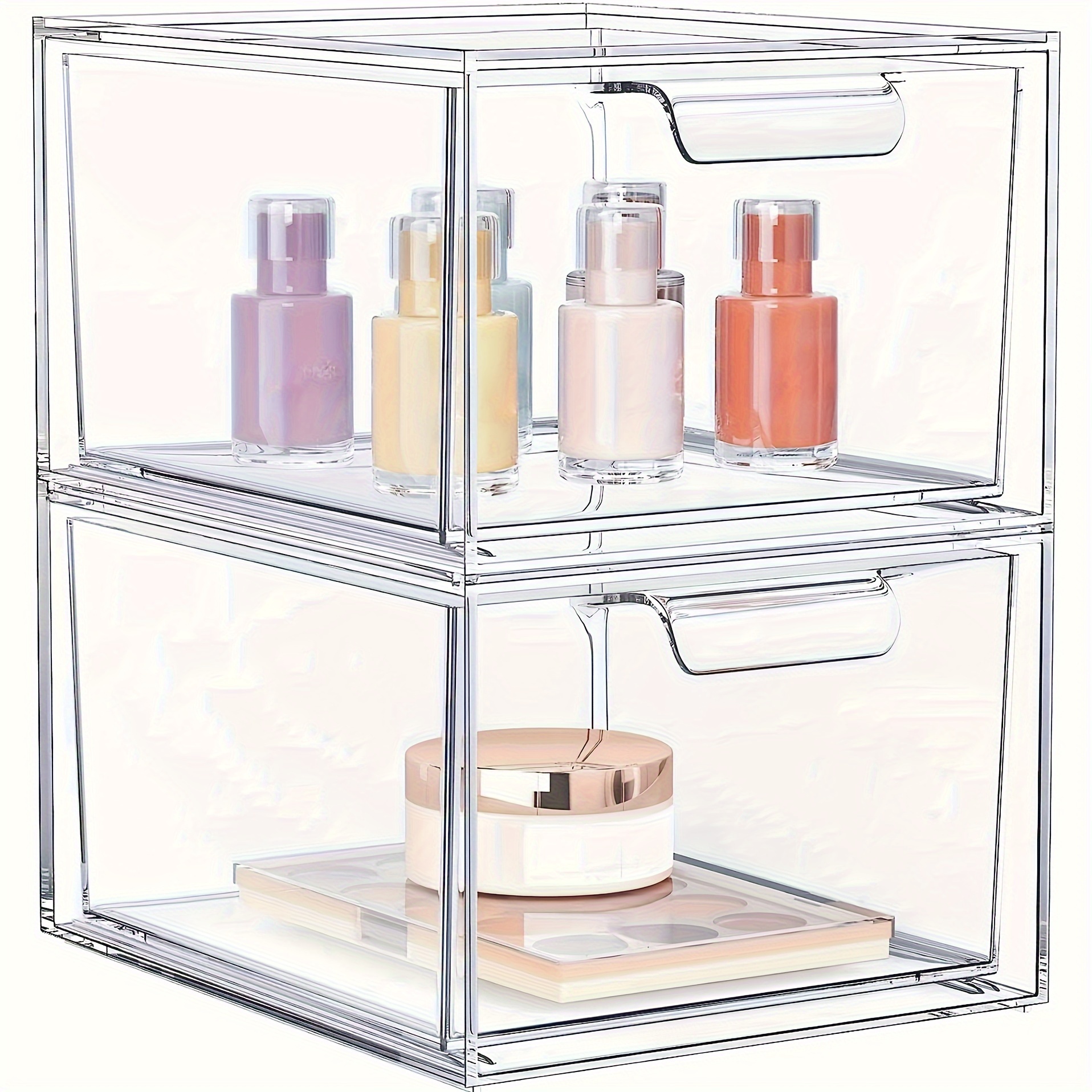 Vakitar Desk Storage Box Multi Tier Transparent Plastic Large