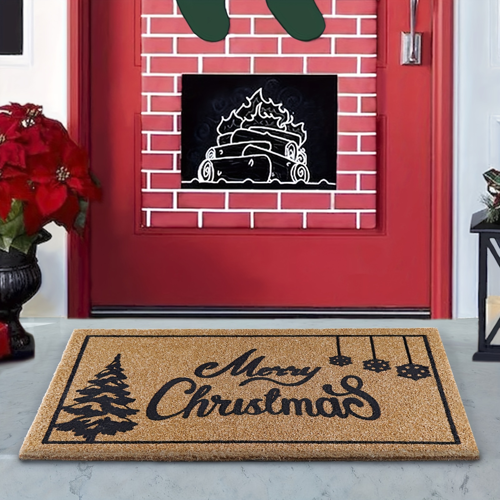 Christmas Door Mat Indoor Outdoor Entry Way Doormat for Front Door