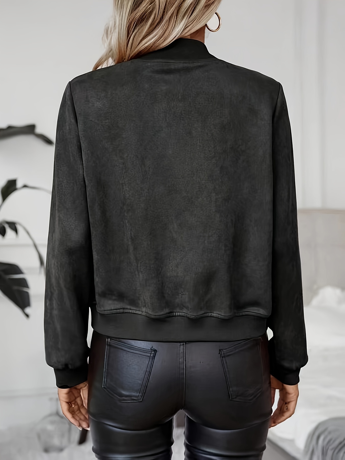 Black suede bomber outlet jacket womens