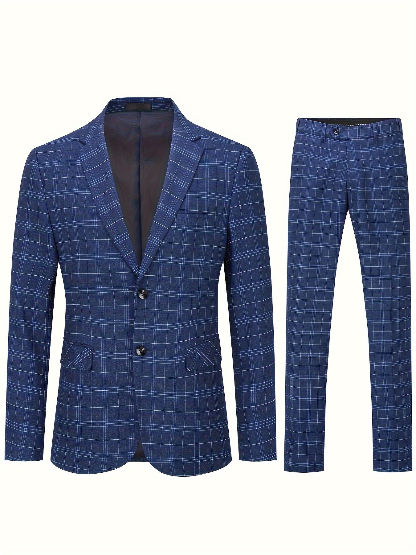 Conjunto Formal de 2 piezas, chaqueta de Tweed a cuadros Retro de dos  botones y pantalón de vestir para hombre, traje para cena de negocios,  fiesta de