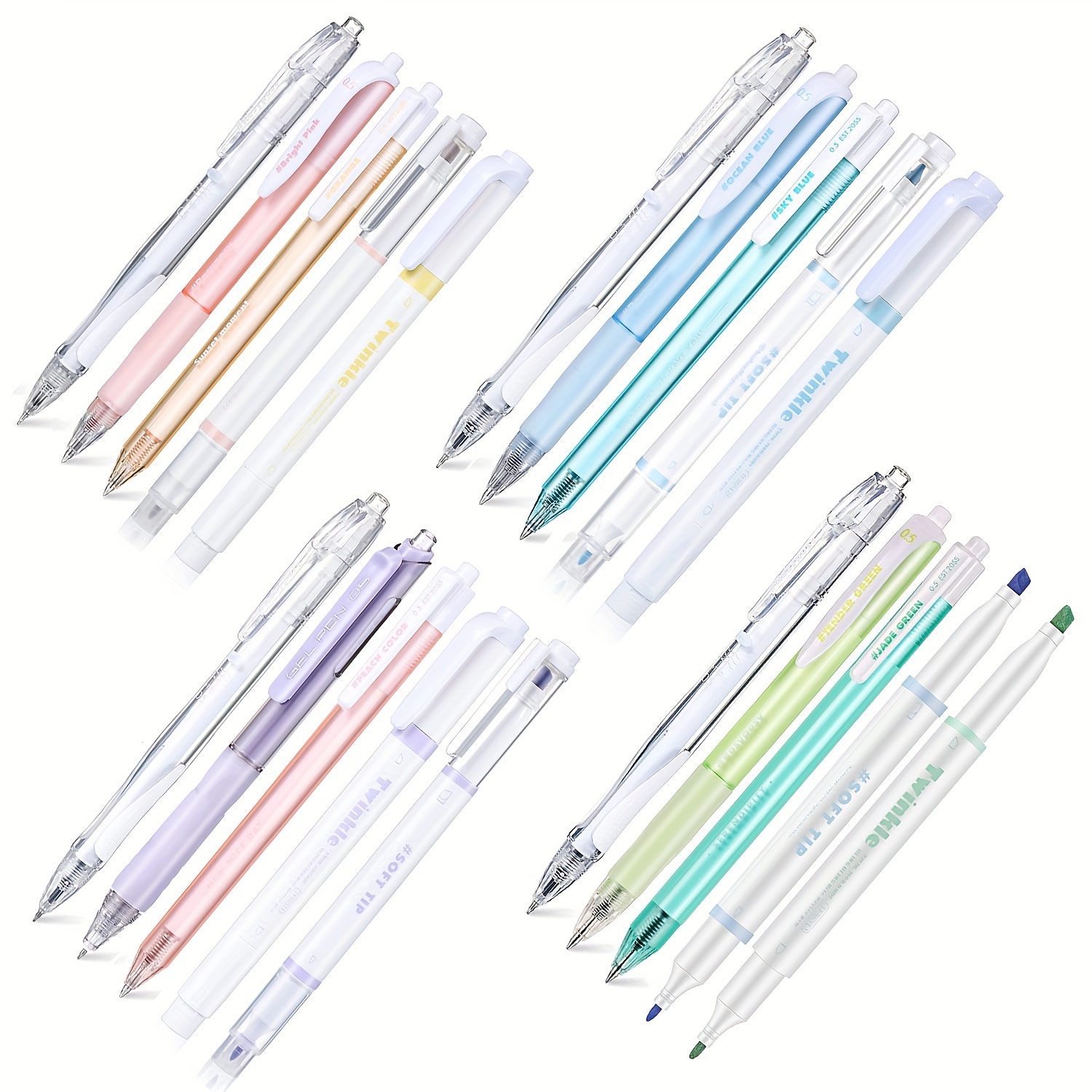 Rosyposy Color Note Gel Pen and Highlighter Set / Set of 5