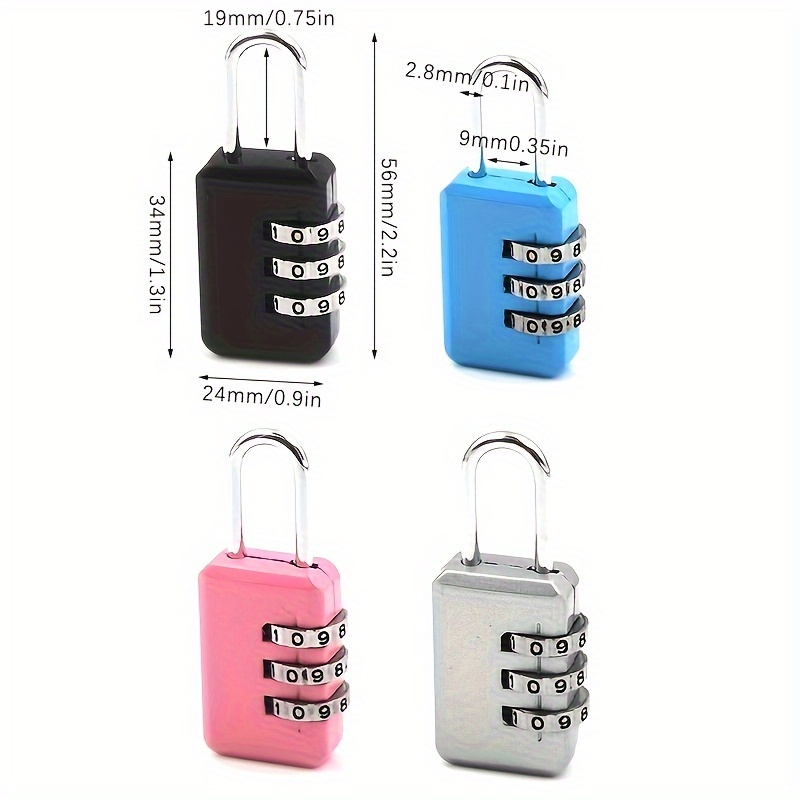 Chrono - Serrures à bagages TSA, cadenas de sécurité à 3 chiffres, cadenas  à combinaison, serrure à code pour valises de voyage, étui à bagages  (bleu)-2 paquets - Casiers de rangement - Rue du Commerce