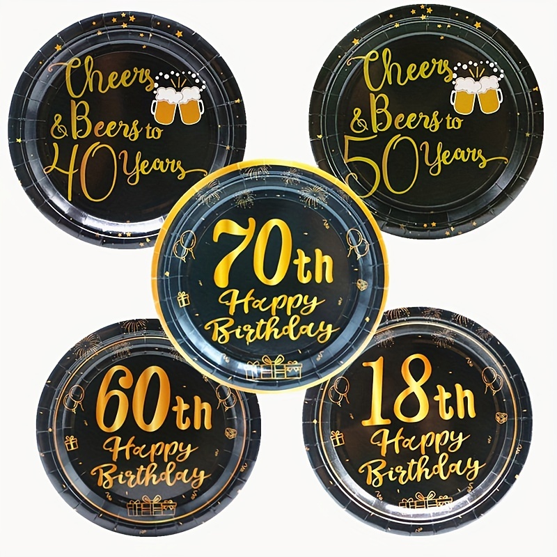 Assiettes anniversaire 50 ans dorées - assiettes carton jetables
