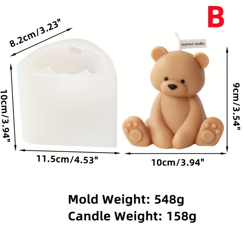Small Sitting Bear Candle Mold Diy Cartoon Animal Baking - Temu