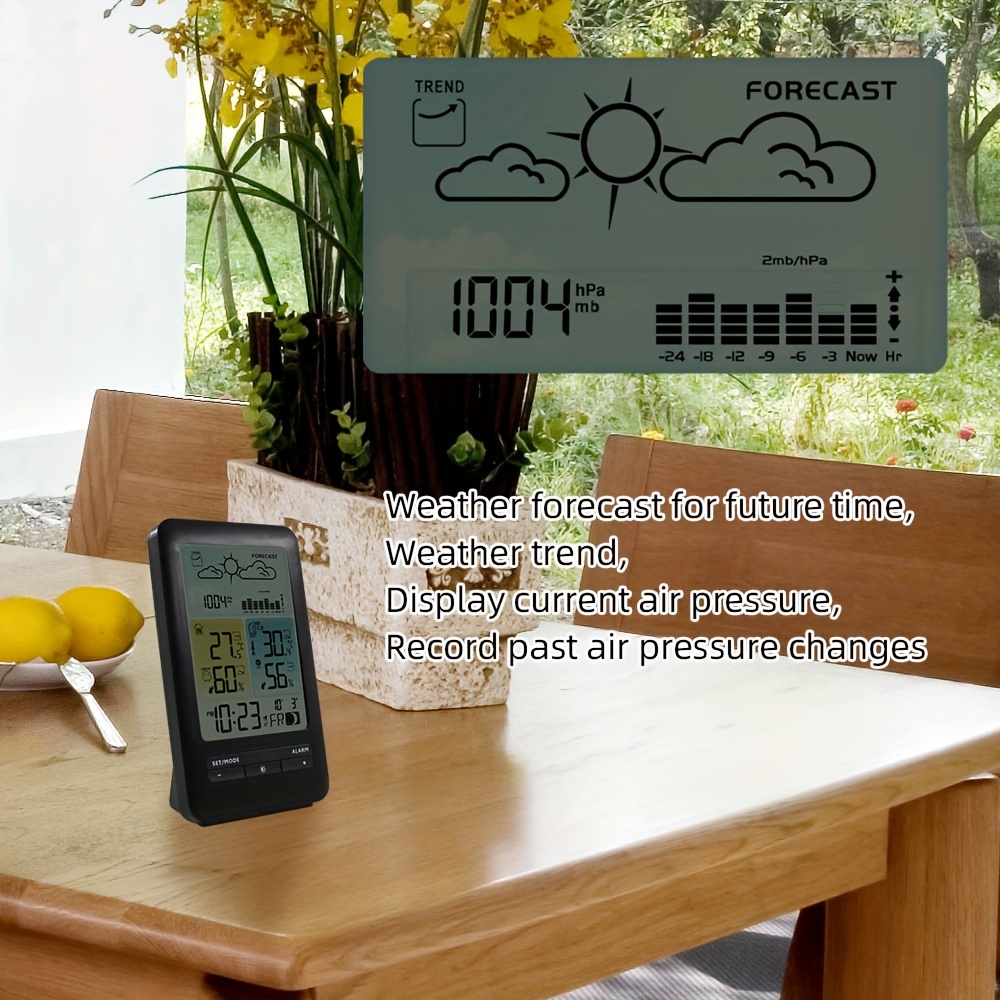 Wireless Weather Station, Outdoor Clock Sensor Digital Weather Station With  Barometer, Temperature, Humidity Monitor, Weather Forecast For Home Bedroom  Garden, Black/bamboo - Temu