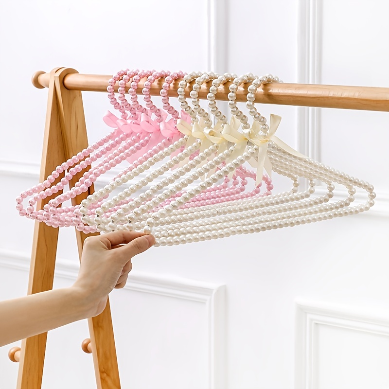 5pcs/set Plastic Hanger, Cute Pink Bow Design Multifunction Clothes Hanger  For Kids