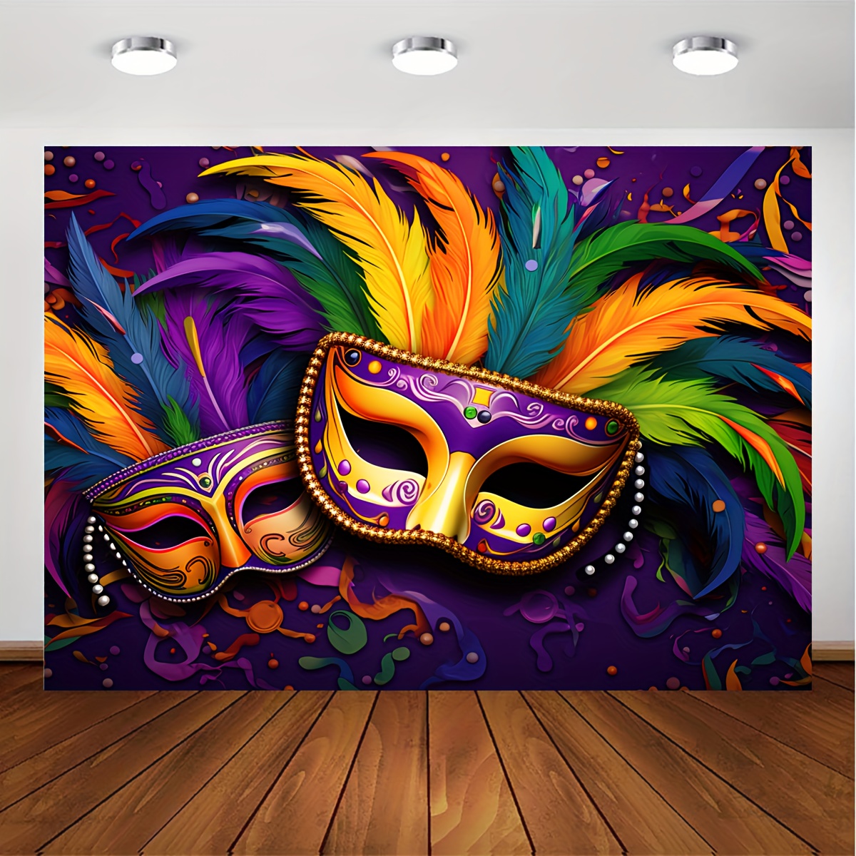 1pc Máscara Carnaval Plumas Falsas Coloridas Máscara Mardi - Temu