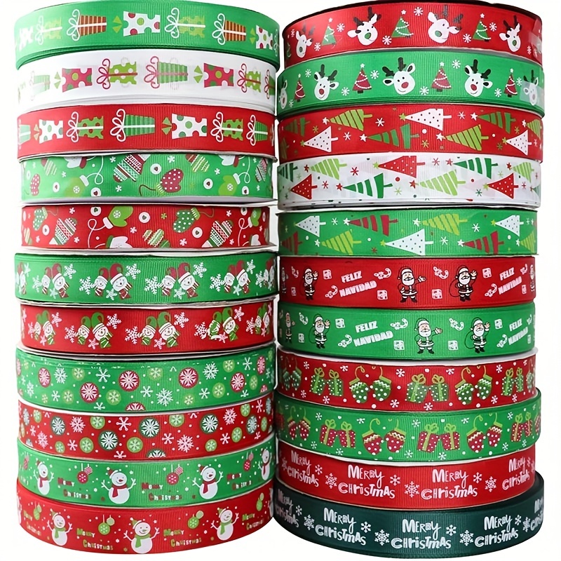 5/8 Inch Wide Christmas Ribbon Grosgrain Ribbon Red Green Gift