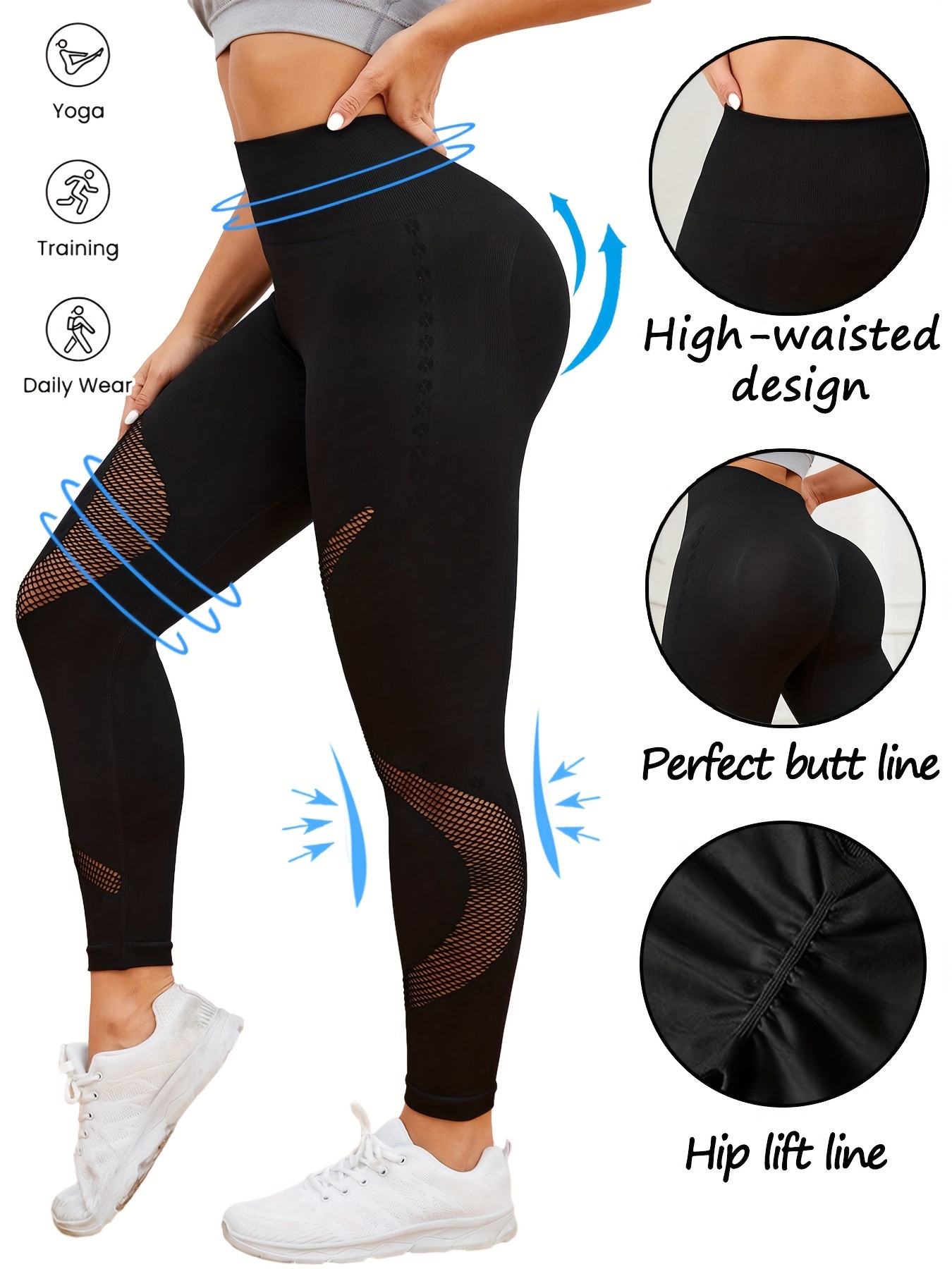 Mesh Tummy Control Butt Lifting Yoga Pants Breathable Mesh - Temu