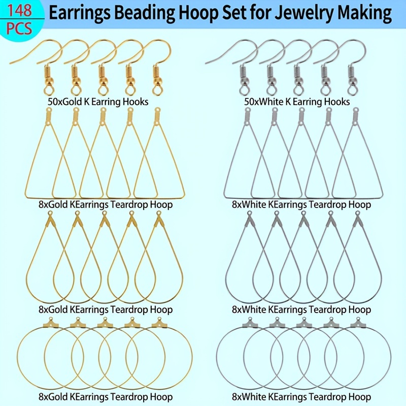 Earring Making Kit Earring Hooks Triangle Teardrops Round - Temu