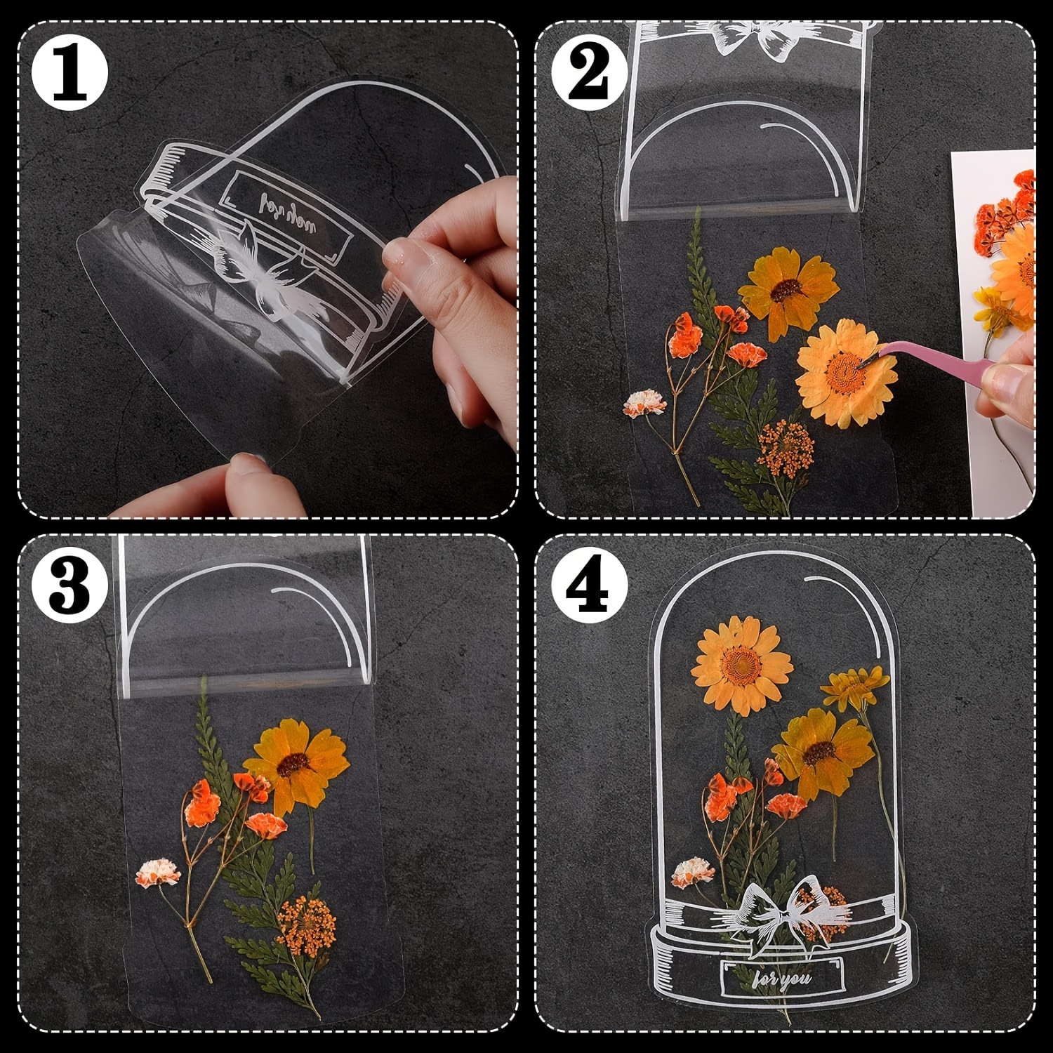 Transparent Dried Flower Bookmarks Handmade Natural Dried Flower