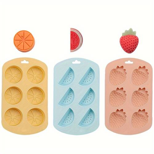 3pcs 6pcs in pack watermelon strawberry lemon diy food grade flexible silicone fondant chocolate gummy pudding molds