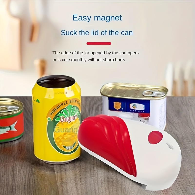 Can Opener, Stainless Steel Electric Can Opener, Automatic Can Opener,  Red/green Kitchen Can Opener With Magnetic Easy Adsorption Cover Smooth Edge,  Food Grade Safety Electric Can Opener, Kitchen Tools, Without Batteries,  Using