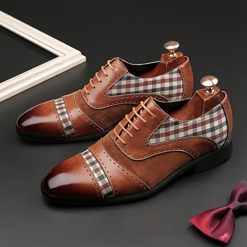 Mens Plaid Print Oxford Shoes Pointed Toe Formal Dress Shoes For Wedding  Business Meeting Party Graduation Office - Men's Shoes - Temu New Zealand