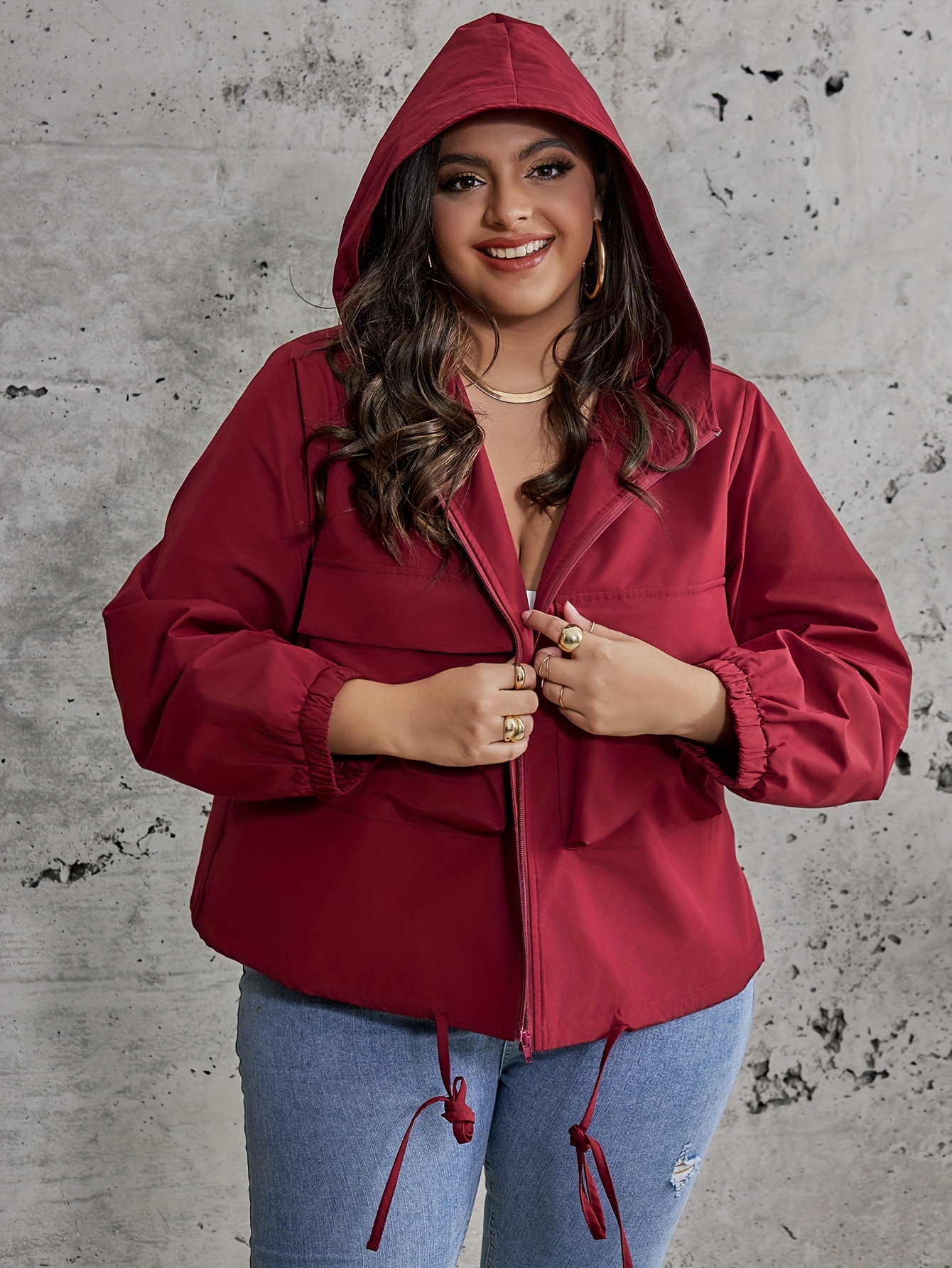 Hooded peacoat best sale plus size